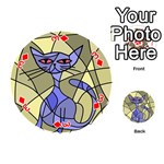 Artistic cat - blue Playing Cards 54 (Round)  Front - Diamond3