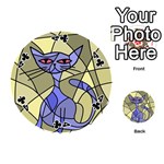 Artistic cat - blue Playing Cards 54 (Round)  Front - Club4