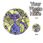 Artistic cat - blue Playing Cards 54 (Round)  Front - Club10