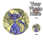 Artistic cat - blue Playing Cards 54 (Round)  Back