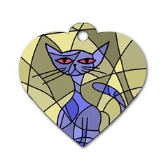 Artistic Cat - Blue Dog Tag Heart (one Side) by Valentinaart