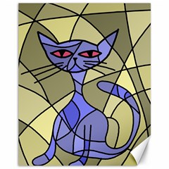 Artistic Cat - Blue Canvas 11  X 14   by Valentinaart