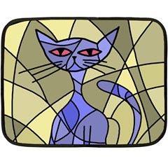 Artistic Cat - Blue Double Sided Fleece Blanket (mini)  by Valentinaart