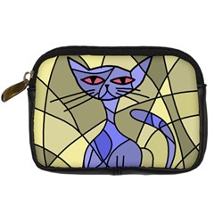 Artistic Cat - Blue Digital Camera Cases by Valentinaart