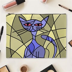 Artistic Cat - Blue Cosmetic Bag (xl) by Valentinaart