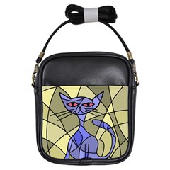 Artistic Cat - Blue Girls Sling Bags