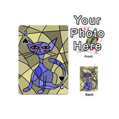 Artistic Cat - Blue Playing Cards 54 (mini)  by Valentinaart