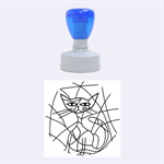 Artistic cat - blue Rubber Round Stamps (Medium) 1.5 x1.5  Stamp