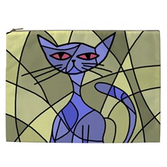 Artistic Cat - Blue Cosmetic Bag (xxl) 