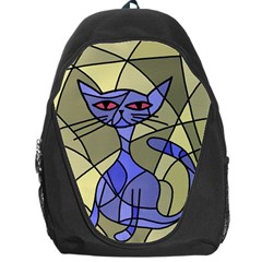 Artistic Cat - Blue Backpack Bag by Valentinaart