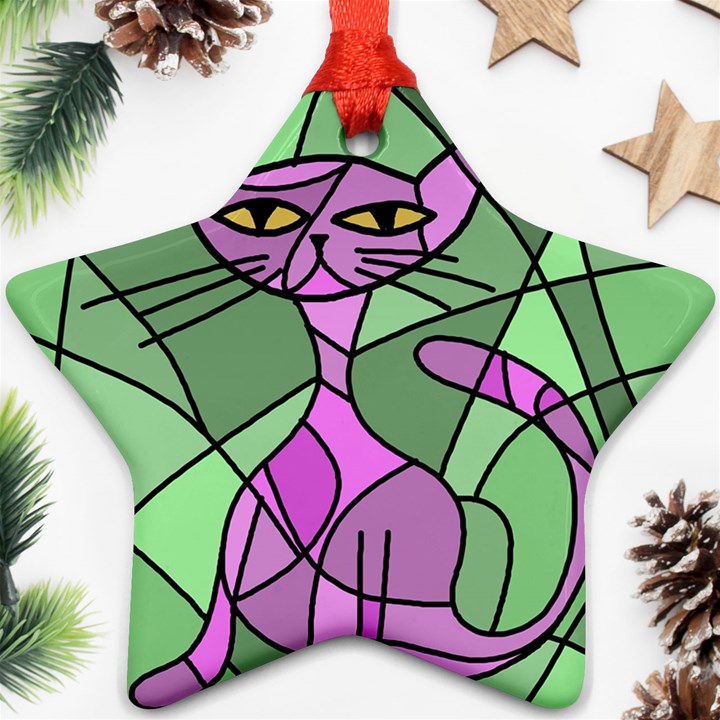 Artistic cat - purple Ornament (Star) 