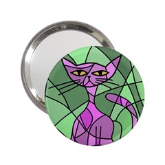 Artistic Cat - Purple 2 25  Handbag Mirrors by Valentinaart