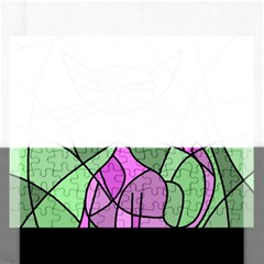 Artistic Cat - Purple Rectangular Jigsaw Puzzl by Valentinaart