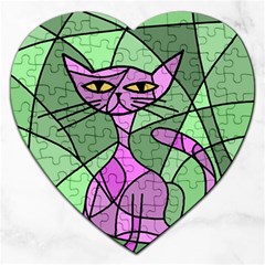 Artistic Cat - Purple Jigsaw Puzzle (heart) by Valentinaart