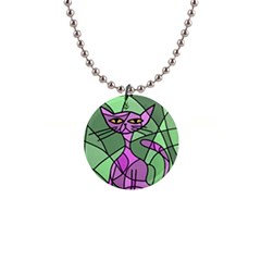 Artistic Cat - Purple Button Necklaces by Valentinaart