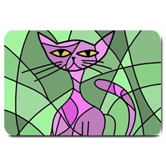 Artistic Cat - Purple Large Doormat  by Valentinaart