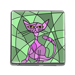 Artistic Cat - Purple Memory Card Reader (square) by Valentinaart