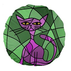 Artistic Cat - Purple Large 18  Premium Round Cushions by Valentinaart