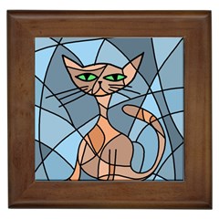 Artistic  Cat - Orange Framed Tiles by Valentinaart