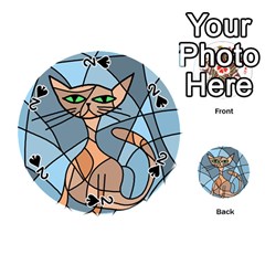 Artistic  Cat - Orange Playing Cards 54 (round)  by Valentinaart