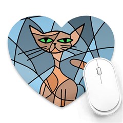 Artistic  Cat - Orange Heart Mousepads by Valentinaart