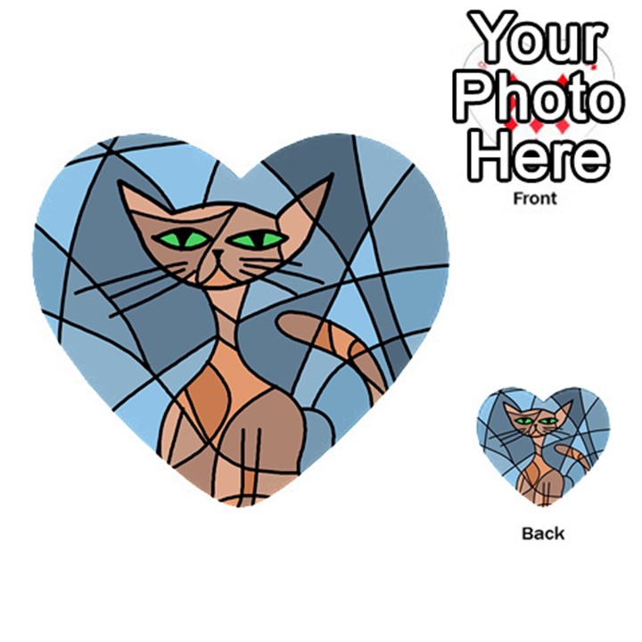 Artistic  cat - orange Multi-purpose Cards (Heart) 