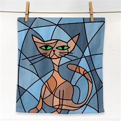 Artistic  Cat - Orange Face Towel by Valentinaart