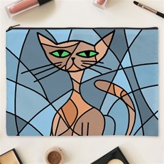 Artistic  Cat - Orange Cosmetic Bag (xxxl)  by Valentinaart