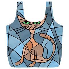 Artistic  Cat - Orange Full Print Recycle Bags (l)  by Valentinaart