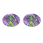 Artistic cat - green Cufflinks (Oval) Front(Pair)