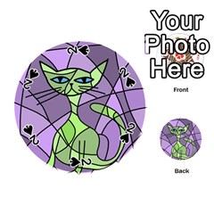 Artistic Cat - Green Playing Cards 54 (round) 