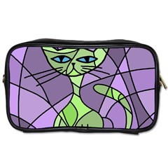 Artistic Cat - Green Toiletries Bags 2-side by Valentinaart