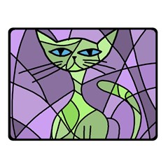 Artistic Cat - Green Fleece Blanket (small) by Valentinaart