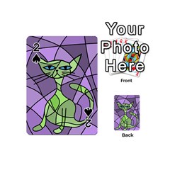 Artistic Cat - Green Playing Cards 54 (mini) 