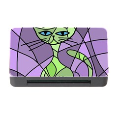 Artistic Cat - Green Memory Card Reader With Cf by Valentinaart