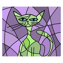 Artistic Cat - Green Double Sided Flano Blanket (small)  by Valentinaart