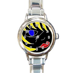 Blond girl Round Italian Charm Watch