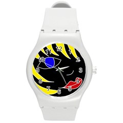 Blond girl Round Plastic Sport Watch (M)