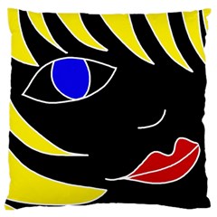 Blond Girl Large Cushion Case (one Side) by Valentinaart