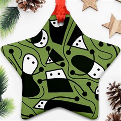 Playful Abstract Art - Green Ornament (star) 