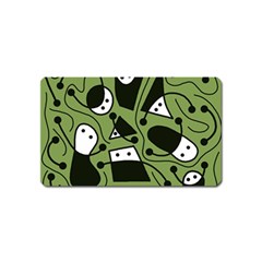 Playful Abstract Art - Green Magnet (name Card) by Valentinaart