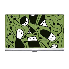 Playful Abstract Art - Green Business Card Holders by Valentinaart