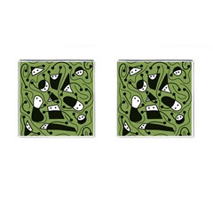 Playful Abstract Art - Green Cufflinks (square) by Valentinaart