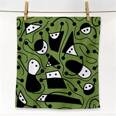 Playful Abstract Art - Green Face Towel by Valentinaart