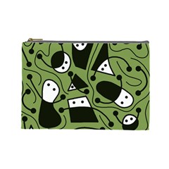 Playful Abstract Art - Green Cosmetic Bag (large)  by Valentinaart