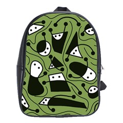 Playful Abstract Art - Green School Bags(large)  by Valentinaart