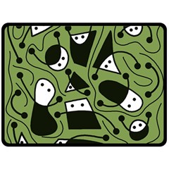 Playful Abstract Art - Green Fleece Blanket (large)  by Valentinaart