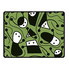 Playful Abstract Art - Green Fleece Blanket (small) by Valentinaart