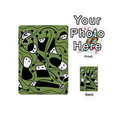 Playful Abstract Art - Green Playing Cards 54 (mini)  by Valentinaart