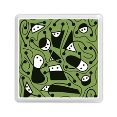 Playful Abstract Art - Green Memory Card Reader (square)  by Valentinaart